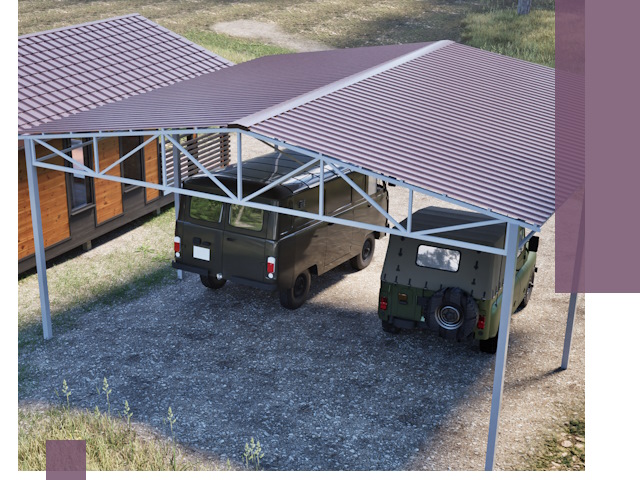 Двускатные навесы под ключ в Североуральске — изготовление и монтаж